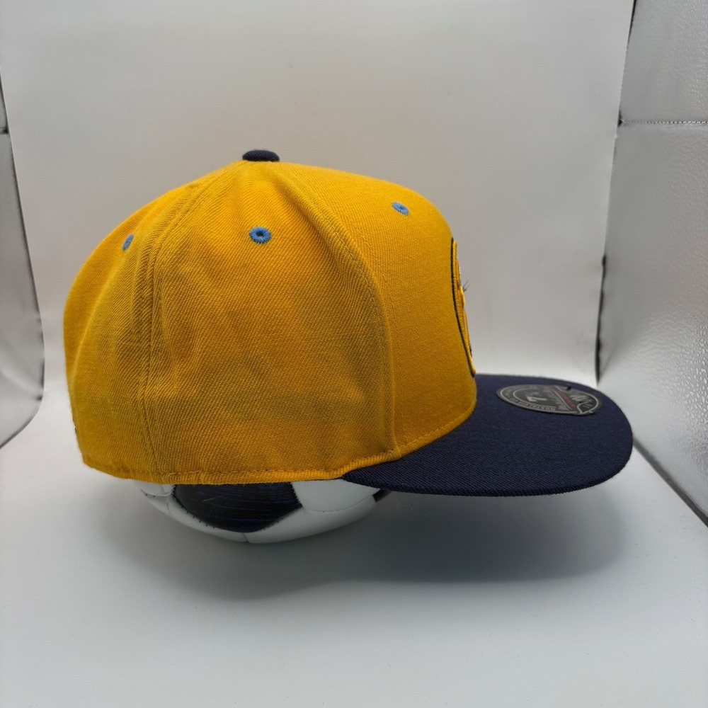 Mitchell & Ness Denver Nuggets Fitted Hat 7 1/4 Yellow Navy High Crown G163K - Picture 2 of 6